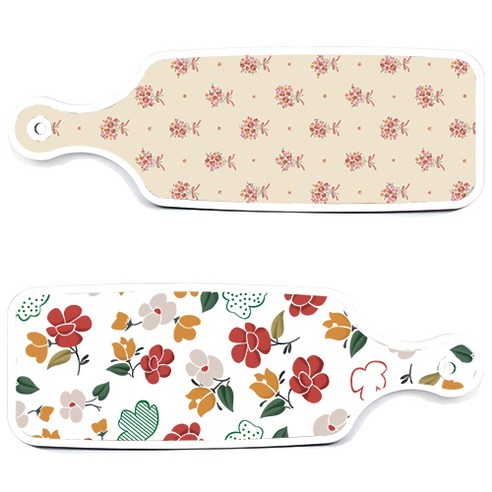 로엠디자인 서빙 도마 보드 2p floral 목련 패턴보드 세트, floral 목련 패턴보드, 담황색꽃다발보드, 1세트