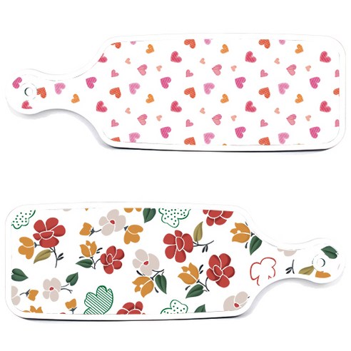 로엠디자인 서빙 도마 보드 2p floral 목련 패턴보드 세트, floral 목련 패턴보드, 연분홍색러브보드, 1세트