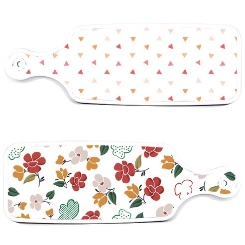 로엠디자인 서빙 도마 보드 2p floral 목련 패턴보드 세트, floral 목련 패턴보드, 행황색삼각패턴보드, 1세트
