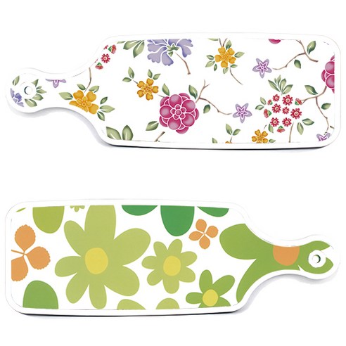로엠디자인 서빙 도마 보드 2p floral 개나리보드 세트, floral 개나리보드, 로맨틱레드floral화이트보드, 1세트