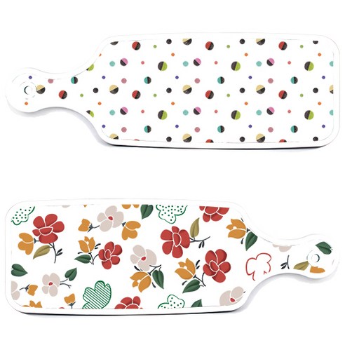 로엠디자인 서빙 도마 보드 2p floral 목련 패턴보드 세트, floral 목련 패턴보드, 배색원형보드, 1세트