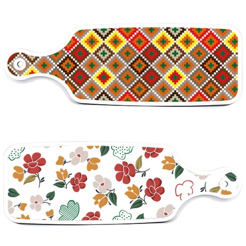 로엠디자인 서빙 도마 보드 2p floral 목련 패턴보드 세트, floral 목련 패턴보드, 체크라인다이아보드, 1세트