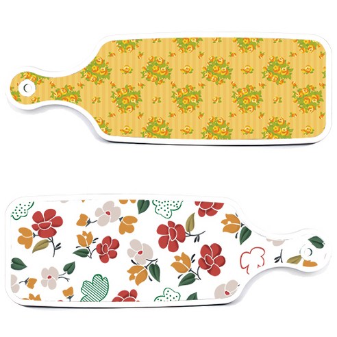 로엠디자인 서빙 도마 보드 2p floral 목련 패턴보드 세트, floral 목련 패턴보드, 오렌지넝쿨로즈보드, 1세트