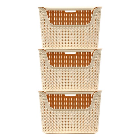 오하임 라탄 컬러 바구니 25L x 3p, 크림화이트, 1개
