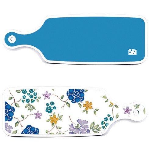 로엠디자인 서빙 도마 보드 2p 로맨틱 블루 floral 화이트 세트, 로맨틱 블루 floral 화이트, 스카이 블루, 1세트