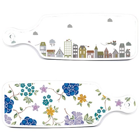 로엠디자인 서빙 도마 보드 2p 로맨틱 블루 floral 화이트 세트, 로맨틱 블루 floral 화이트, 도시 클립 아트, 1세트