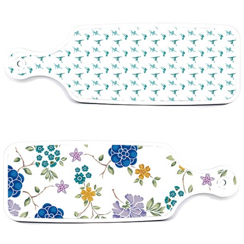 로엠디자인 서빙 도마 보드 2p 로맨틱 블루 floral 화이트 세트, 로맨틱 블루 floral 화이트, 발레, 1세트