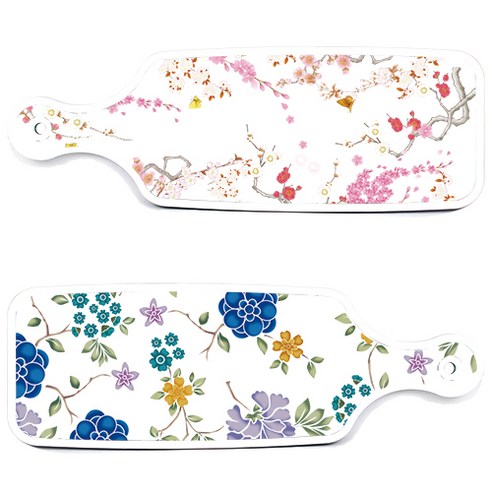 로엠디자인 서빙 도마 보드 2p 로맨틱 블루 floral 화이트 세트, 로맨틱 블루 floral 화이트, 로맨틱 연지색 floral, 1세트