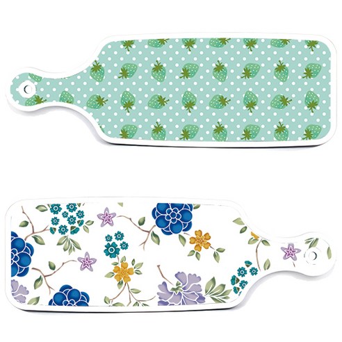 로엠디자인 서빙 도마 보드 2p 로맨틱 블루 floral 화이트 세트, 로맨틱 블루 floral 화이트, 옥색 딸기, 1세트