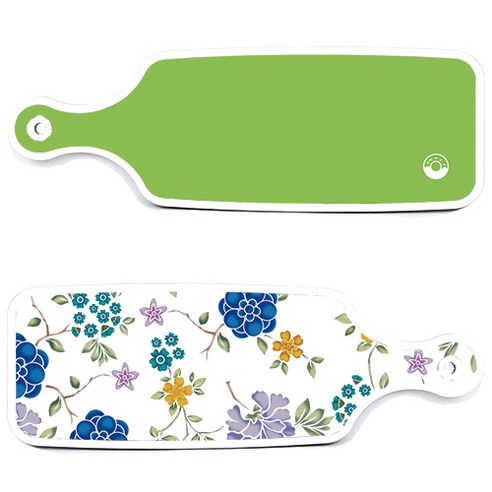 로엠디자인 서빙 도마 보드 2p 로맨틱 블루 floral 화이트 세트, 로맨틱 블루 floral 화이트, 라이트 그린, 1세트