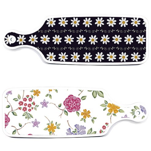 로엠디자인 서빙 도마 보드 2p 로맨틱레드 floral 화이트 세트, 로맨틱레드floral화이트, 클래식플라워, 1세트