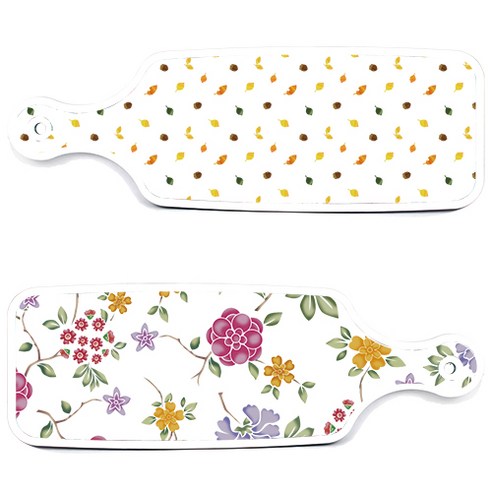 로엠디자인 서빙 도마 보드 2p 로맨틱레드 floral 화이트 세트, 로맨틱레드floral화이트, 도토리화이트, 1세트