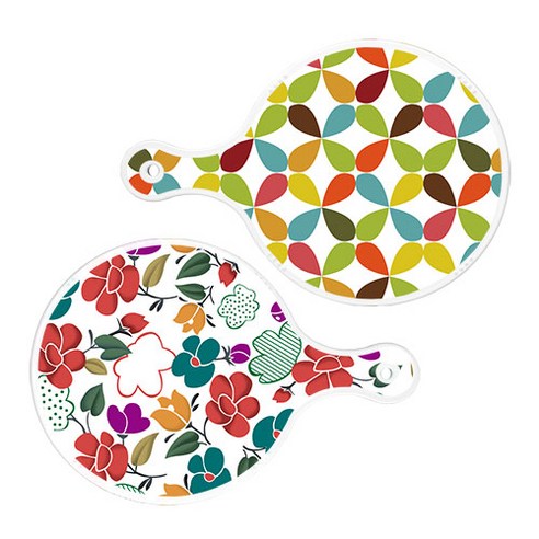 로엠디자인 서빙 원형 도마 보드 2p 플로랄리패턴 세트, 플로랄리패턴, floral 목련 혼합, 1세트