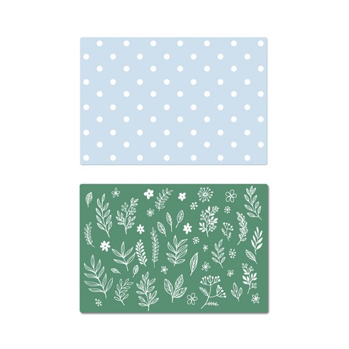 서머스트 실리콘 테이블 매트 DOT + LEAF, 스카이블루, 카키그린, 425 x 295 mm