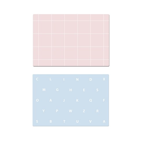 서머스트 실리콘 테이블 매트 SIMPLE CHECK + ABC, 인디언핑크, 스카이블루, 425 x 295 mm