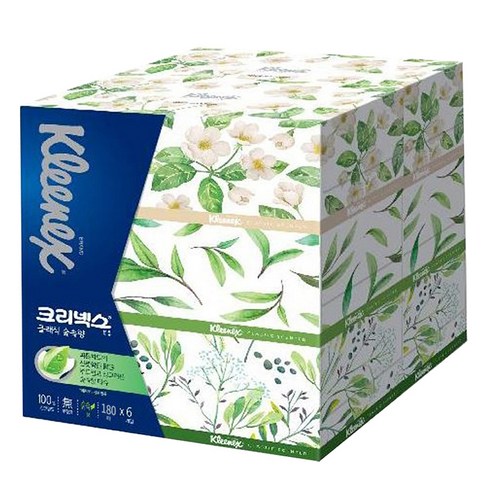 크리넥스 클래식 천연펄프 숲속향 미용티슈 2겹 180매, 6개입, 1팩