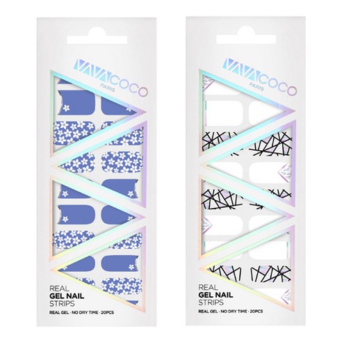 바바코코 젤네일 스트립 스티커 세트 믹스매치 플라워가든 + 믹스매치 브로큰글라스, 1.스카이블루, 5.화이트, 1세트