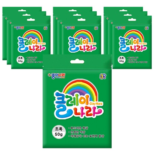 종이나라 클레이나라 점토 10p, 초록, 50g