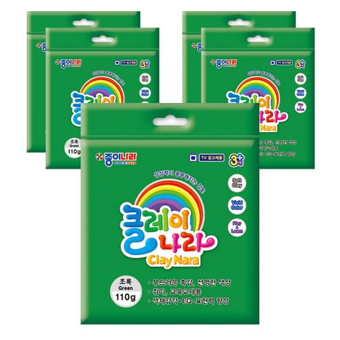 종이나라 클레이나라 점토 5p, 초록, 110g