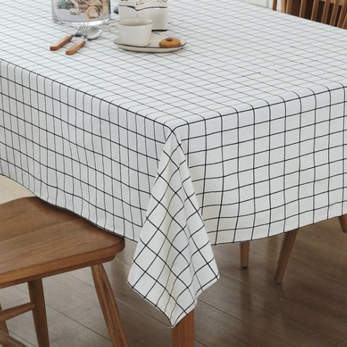 이코디 포인트 패턴 미니멀리즘 테이블 보, 화이트, 140 x 140 cm