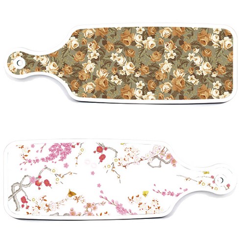 로엠디자인 서빙 도마 보드 2p 로맨틱연지색floral 세트, 로맨틱연지색floral, 토색플라워, 1세트