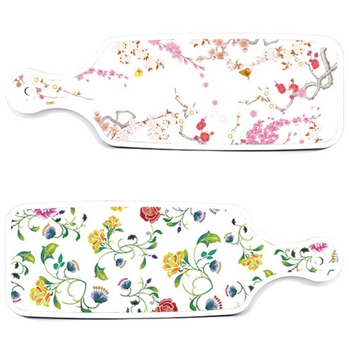 로엠디자인 서빙 도마 보드 2p 로망슬림장미 세트, 로망슬림장미, 로맨틱연지색floral, 1세트