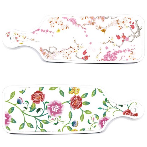 로엠디자인 서빙 도마 보드 2p 로맨틱장미 세트, 로맨틱장미, 로맨틱연지색floral, 1세트