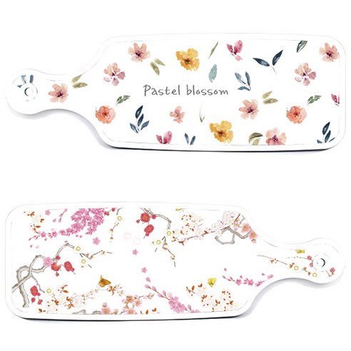 로엠디자인 서빙 도마 보드 2p 로맨틱연지색floral 세트, 로맨틱연지색floral, 파스텔플라워패턴, 1세트