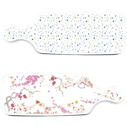 로엠디자인 서빙 도마 보드 2p 로맨틱연지색floral 세트, 로맨틱연지색floral, 블루별, 1세트