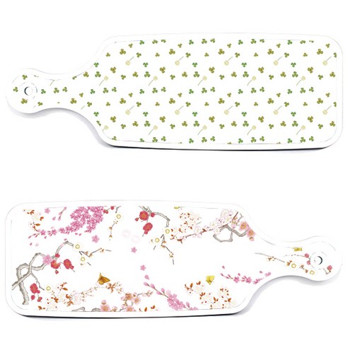 로엠디자인 서빙 도마 보드 2p 로맨틱연지색floral 세트, 로맨틱연지색floral, 세잎클로버, 1세트