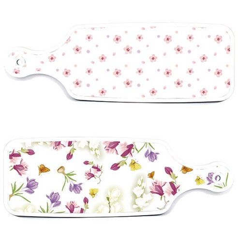 로엠디자인 서빙 도마 보드 2p 로맨틱청자색floral 세트, 로맨틱청자색floral, 연분홍나팔꽃, 1세트