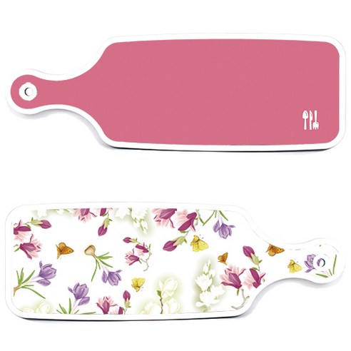 로엠디자인 서빙 도마 보드 2p 로맨틱청자색floral 세트, 로맨틱청자색floral, 핑크, 1세트