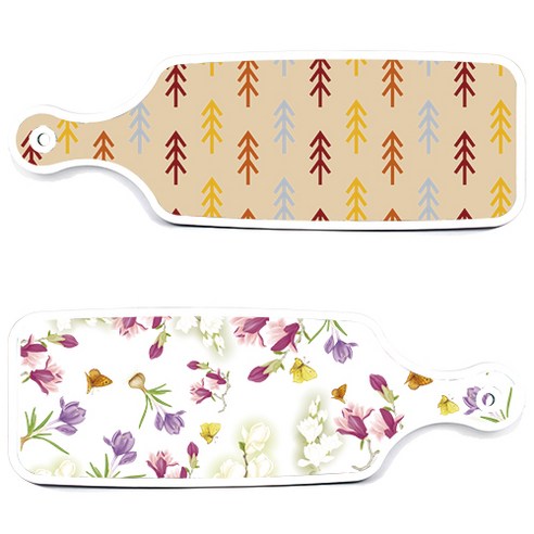 로엠디자인 서빙 도마 보드 2p 로맨틱청자색floral 세트, 로맨틱청자색floral, 소나무두목색, 1세트