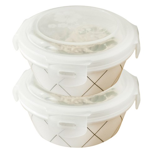 하우밍 모던 아가일 도자기 밀폐찬통 중, 300ml, 2개입