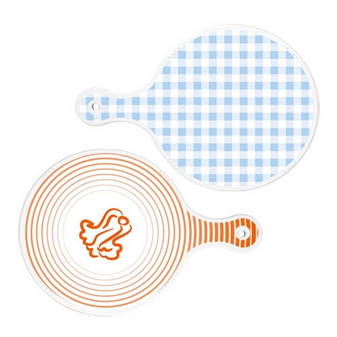 로엠디자인 서빙 도마 2p 체크파스텔 블루원형 세트, 체크파스텔블루원형, 배추라인주황원형, 1세트