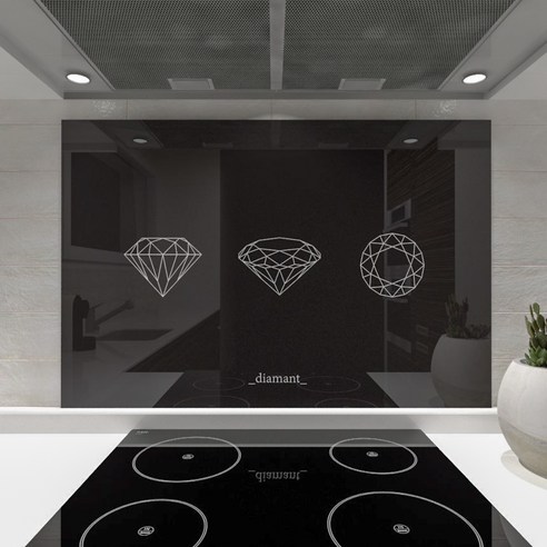 웰룸 주방아트보드 L 855 x 600 mm 다이아몬드, 블랙, 1개