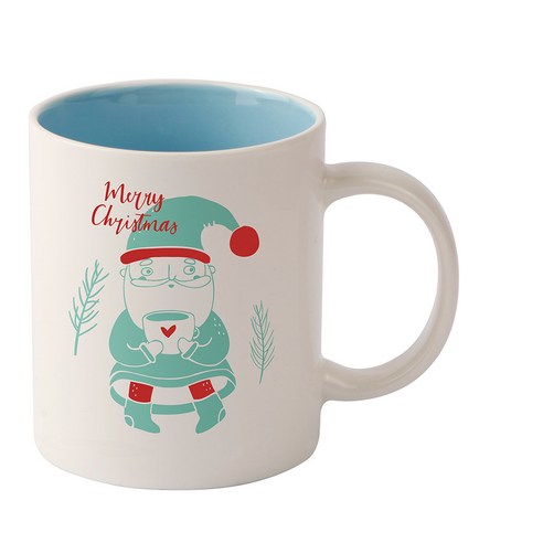디자인아지트 크리스마스 Enjoy Winter 기성 머그컵, 산타(블루), 1개