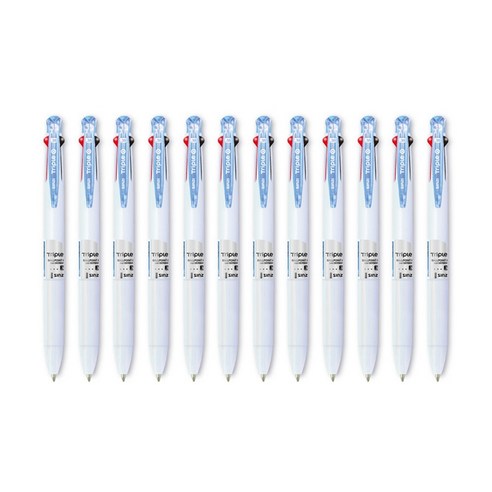 신지 트리플 O Ball 3색 다색펜 0.38mm, 블루, 12개입