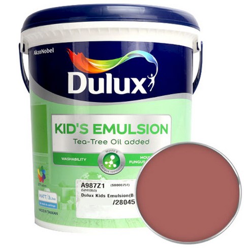 듀럭스 키즈에멀전 페인트 무광 3L, Chewy Cherry, 1개