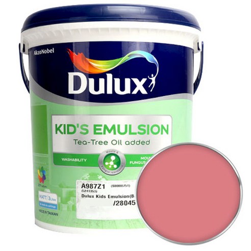 듀럭스 키즈에멀전 페인트 무광 3L, Cheery Cherry, 1개