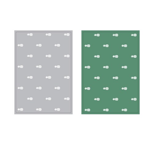 프루티 브런치 실리콘매트 PINEAPPLE 2p, 그레이, 카키 그린, 425 x 295 mm