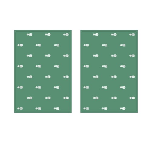 프루티 브런치 실리콘매트 PINEAPPLE 2p, 카키 그린, 425 x 295 mm