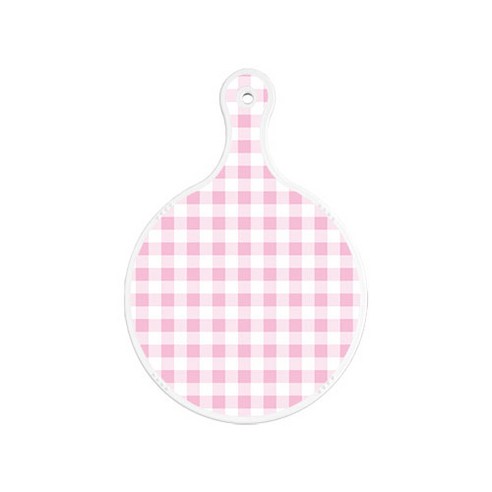 로엠디자인 서빙 도마 보드 원형, 체크파스텔핑크, 1개