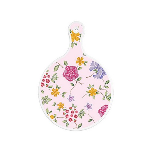 로엠디자인 서빙 도마 보드 원형, 로맨틱레드floral연분홍색, 1개