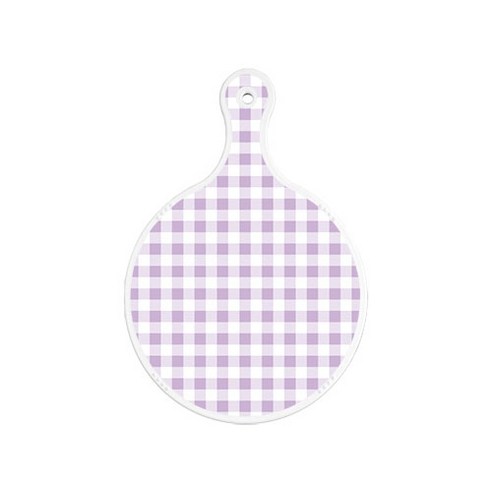 로엠디자인 서빙 도마 보드 원형, 체크파스텔보라, 1개