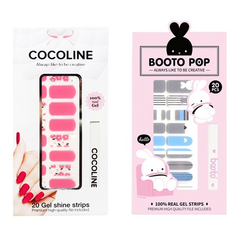 코코라인 붙이는 젤네일 스티커 2p COCO No.140 세트, COCO No.140, BOOTO No.7, 1세트