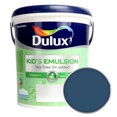 듀럭스 키즈 에멀전 무광 페인트 3L, Mediterranean Blue, 1개