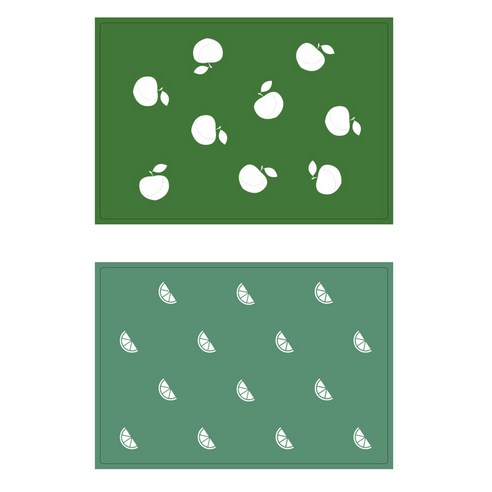 서머스트 테이블매트 피치 + 오렌지, 진연두, 카키그린, 425 x 295 mm