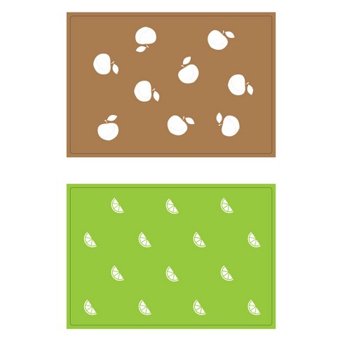 서머스트 테이블매트 피치 + 오렌지, 연브라운, 연두, 425 x 295 mm