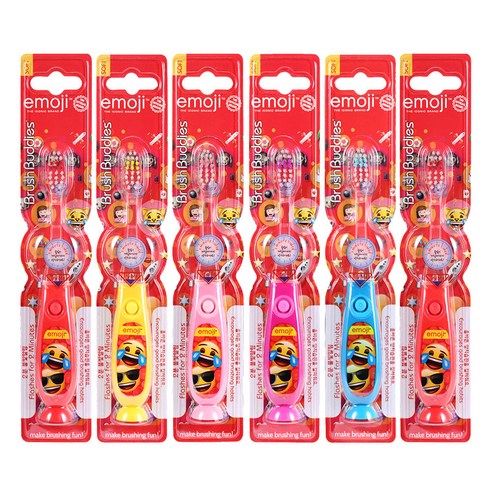 브러쉬버디즈 이모지 불빛 유아칫솔, 랜덤 발송, 6개, 1개입